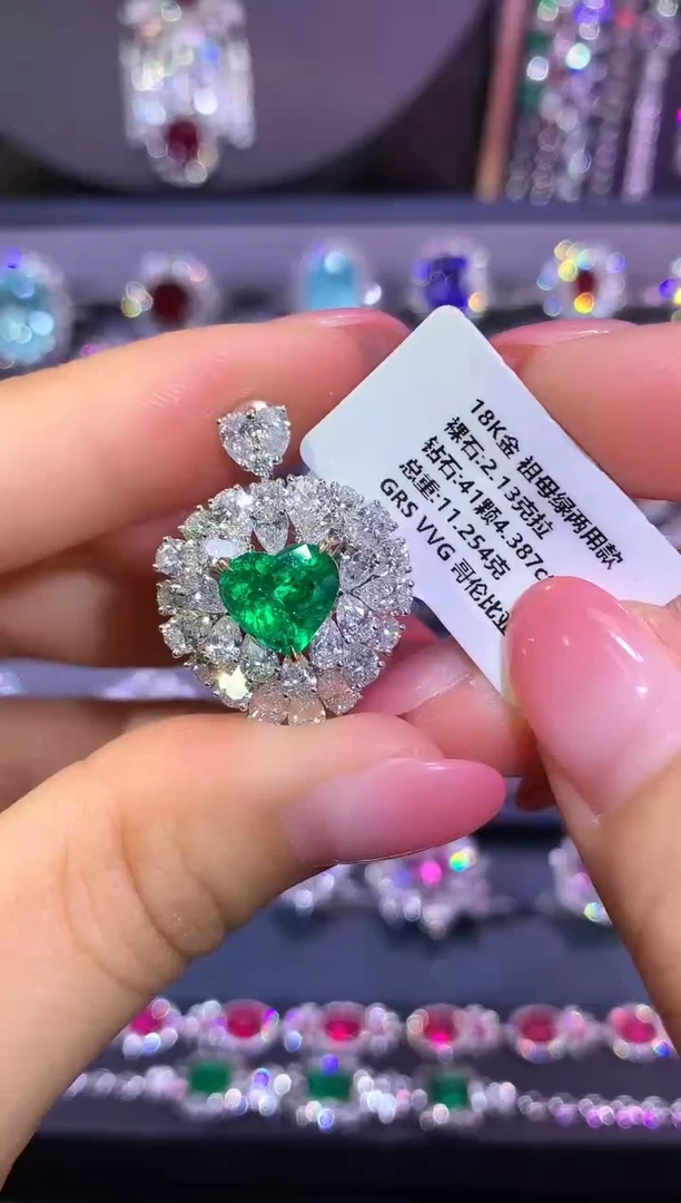 18K金镶嵌戒指祖母绿2.13ct/GRS/哥伦比亚/VVG/客服询价