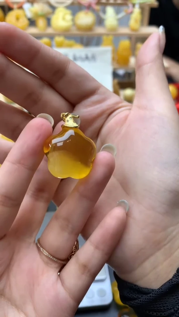 琥珀银S925镶嵌珠宝奇石058琥珀蜜蜡微瑕花粉皮色