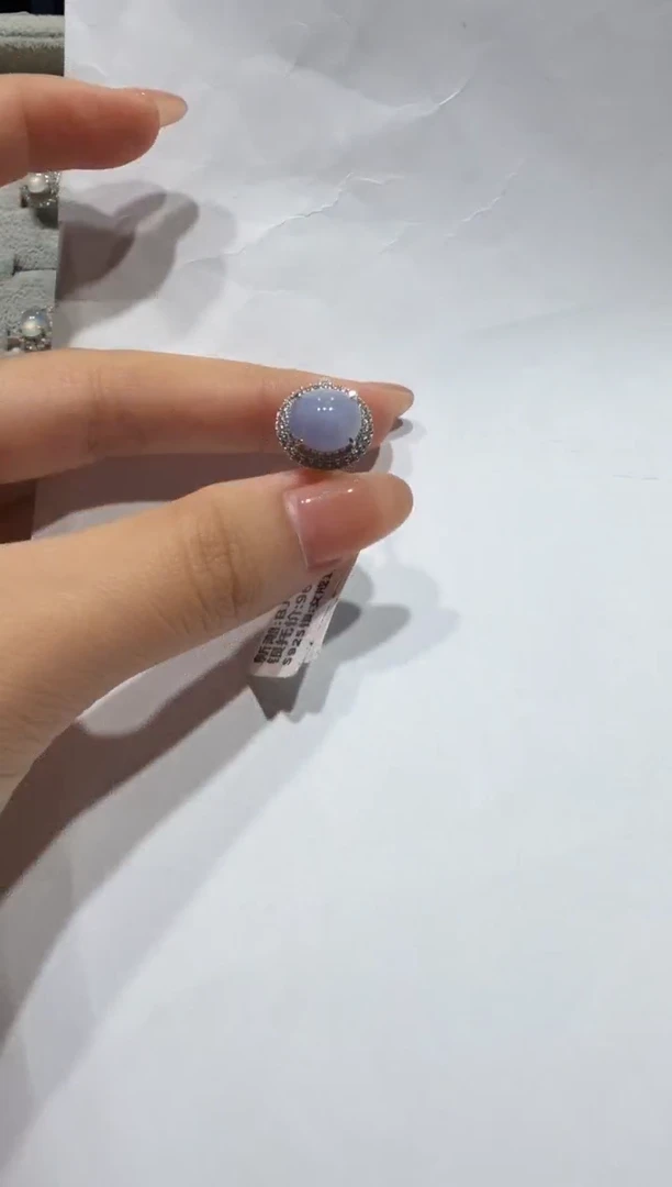 银S925镶嵌戒指翡翠缅甸A货翡翠戒指