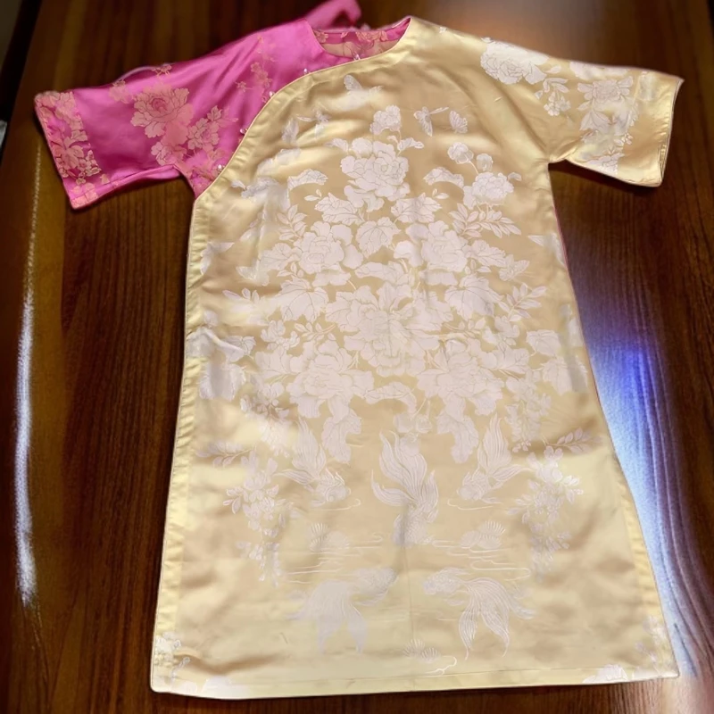 【精工软缎拼色连衣裙】纯一·软缎连衣裙（具有岁月痕迹介意勿拍）