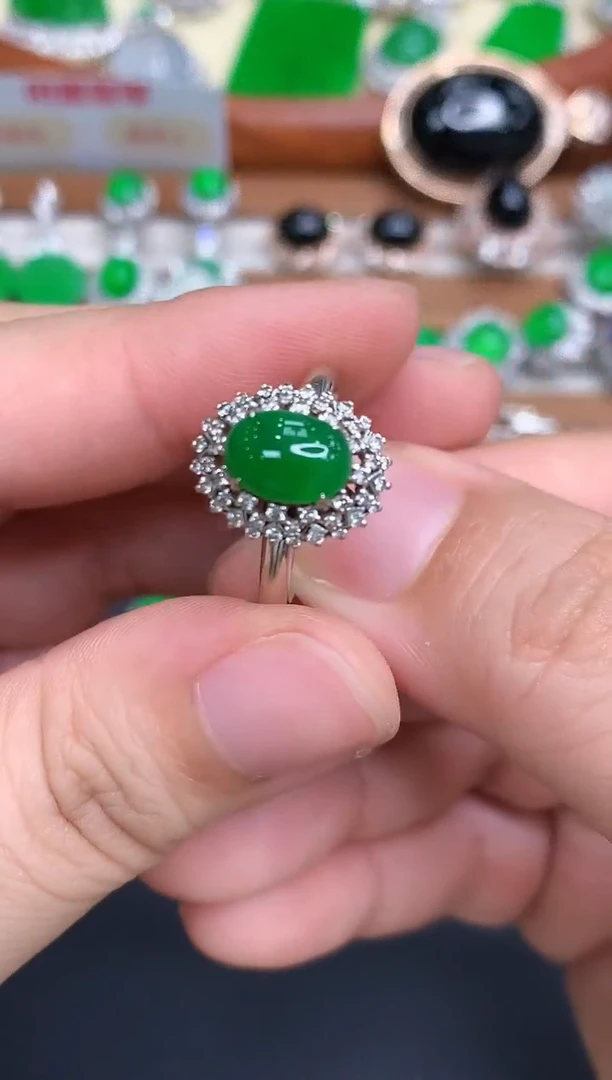 18K金镶嵌戒指翡翠491-中国好珍宝