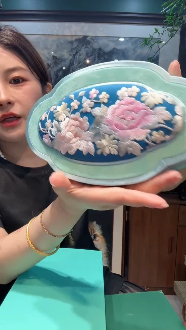 刺绣非遗苏绣手工刺绣双面绣真丝首饰盒
