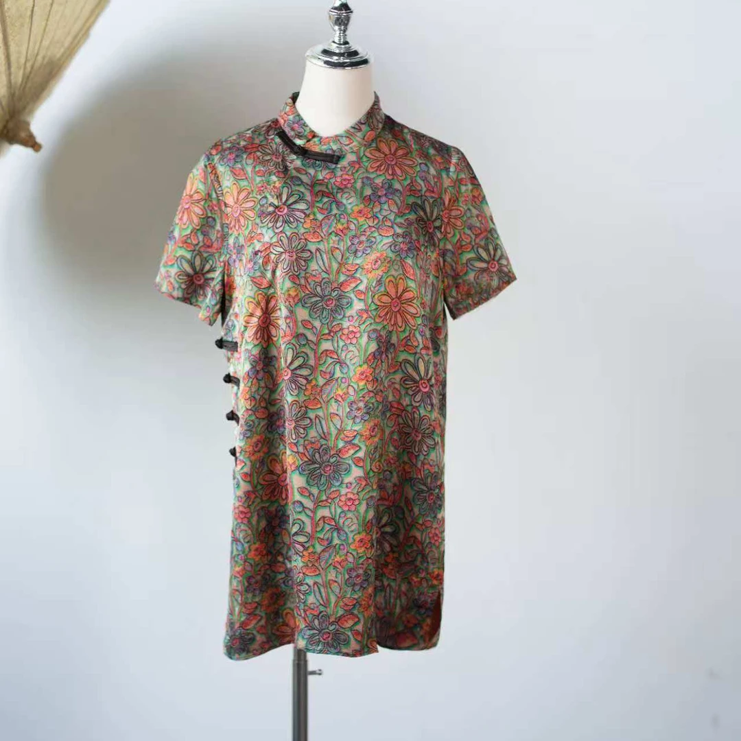 CHEN HENG 印染常规中袖立领常规款短袖上衣国风女装