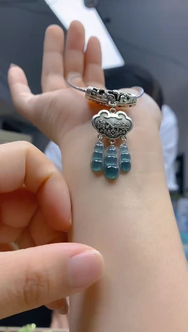 【闪购商品】翡翠耳饰银S925镶嵌085翡翠锁骨链