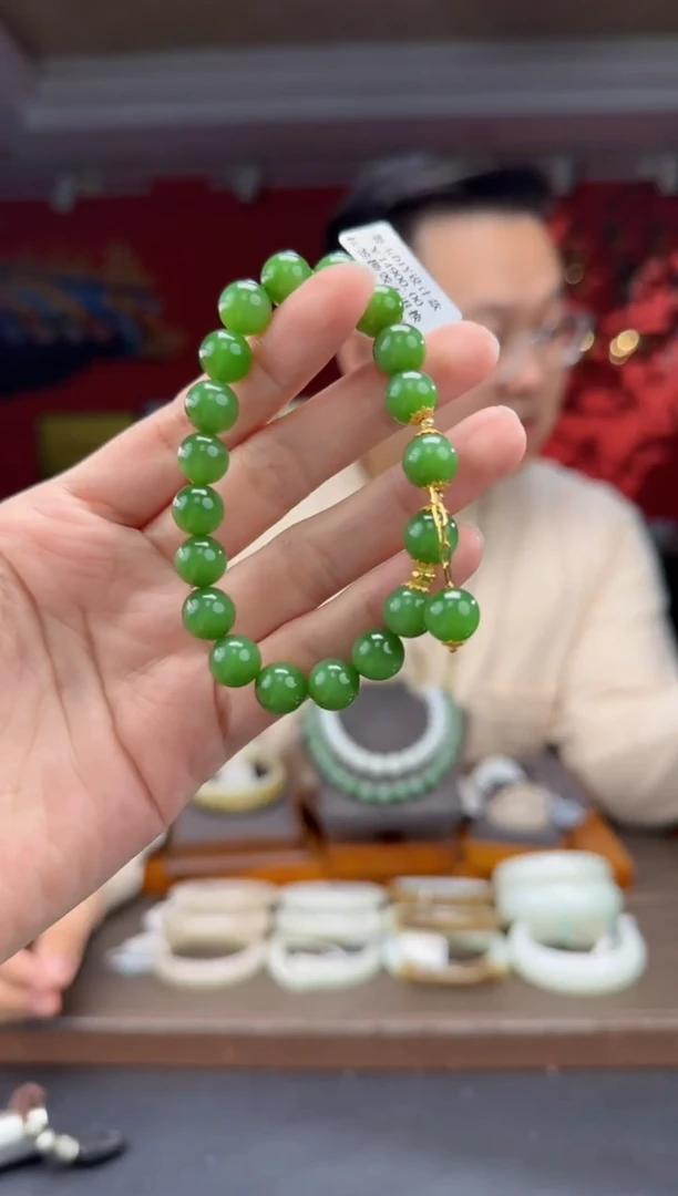 未镶嵌手串和田玉碧玉粉绿diy单圈手串