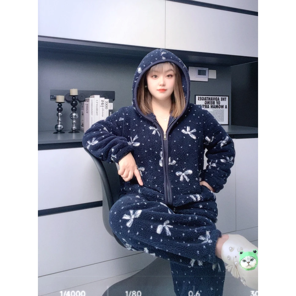 【运费险】连帽睡衣冬季加厚加绒睡衣女款爆款2025新款FKE25215外穿