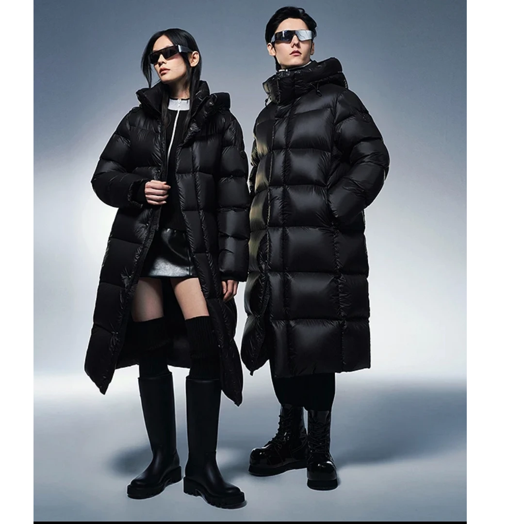 波司登于适同款时尚运动纯色保暖休闲厚实大长款羽绒服