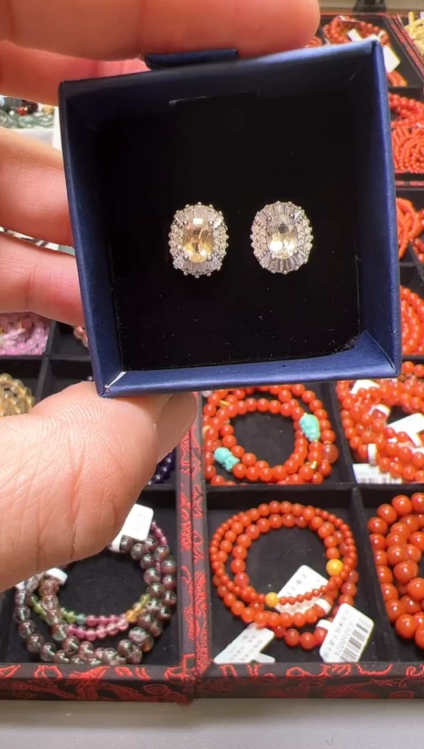 【闪购商品】黄晶耳饰未镶嵌黄水晶太阳花耳饰