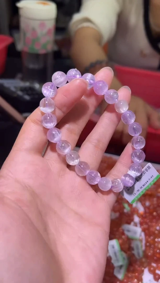 未镶嵌锂辉石手串J022-9mm拉丝紫锂辉单圈-多样性发其一