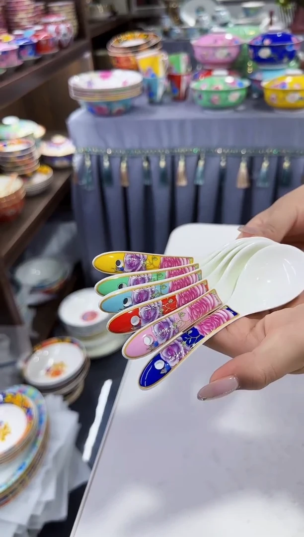 珐琅小勺子六个景德镇陶瓷