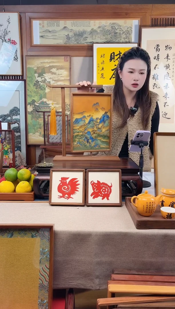 实木竖款景天文创相框/字画框精品福利款旋转摆台A4