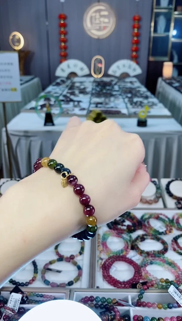 未镶嵌老矿碧玺单圈手串7mm+碧玺dan多样性发货一条