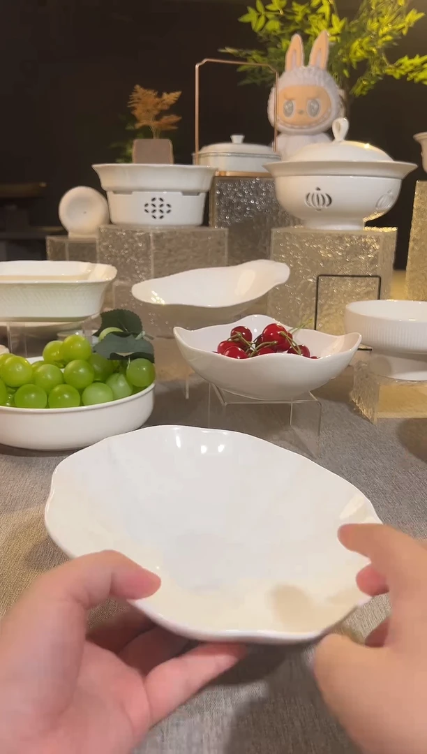 骨瓷8寸高温玉瓷·小脚花边深盘