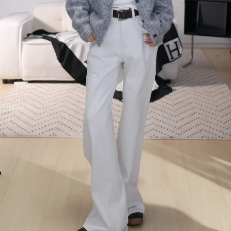 新款秋冬白牛韩系牛仔裤加绒直筒裤穿搭裤LK2507905