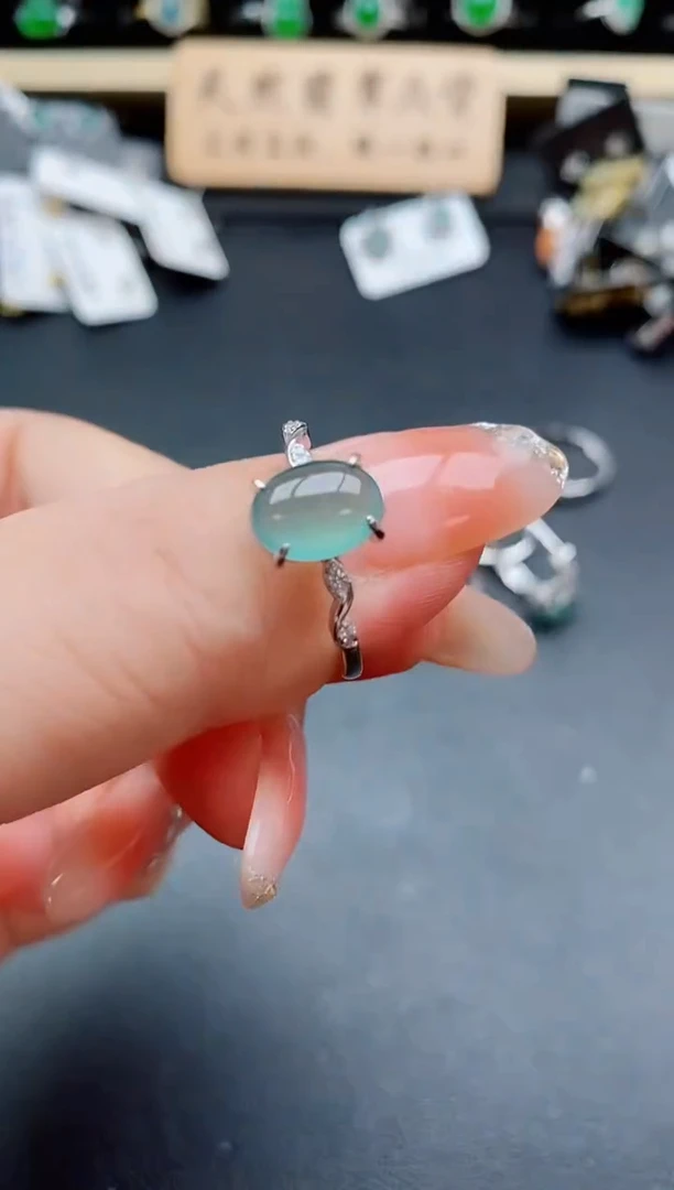 银S925镶嵌戒指翡翠1