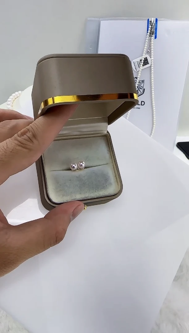 18K金镶嵌海水珍珠DA珍珠耳饰6-7 y248