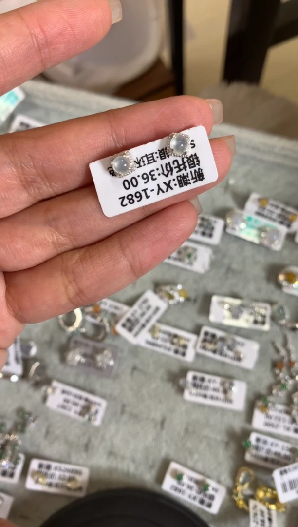 银S925镶嵌戒指翡翠耳饰