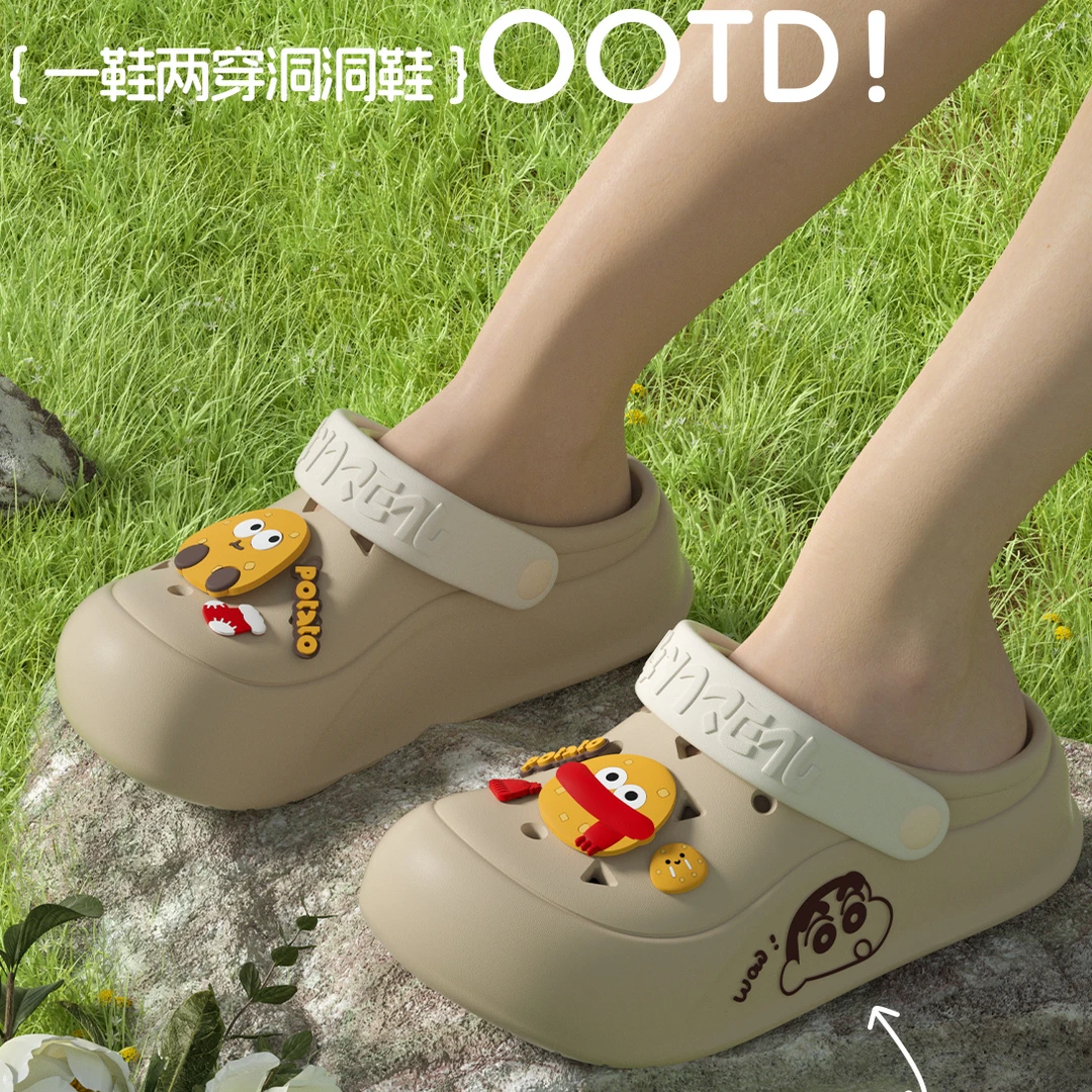 蜡笔小新情侣洞洞鞋外穿女鞋男士款女款百搭鞋子2025新款爆款拖鞋