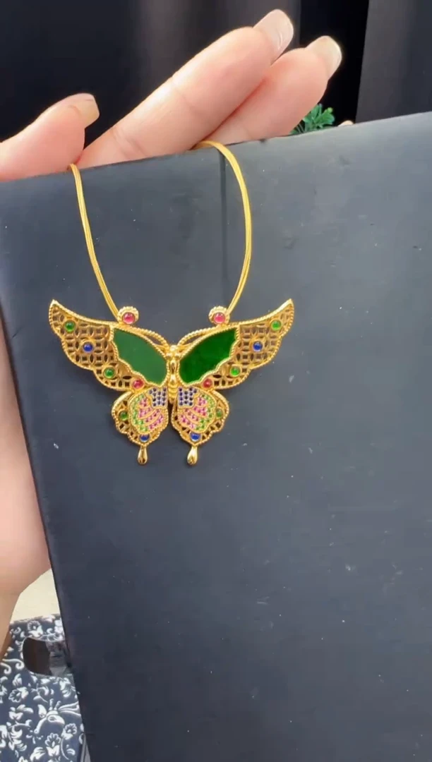 【闪购商品】翡翠吊坠(不含链)银S925镀金镶嵌天然缅甸A货翡翠吊坠