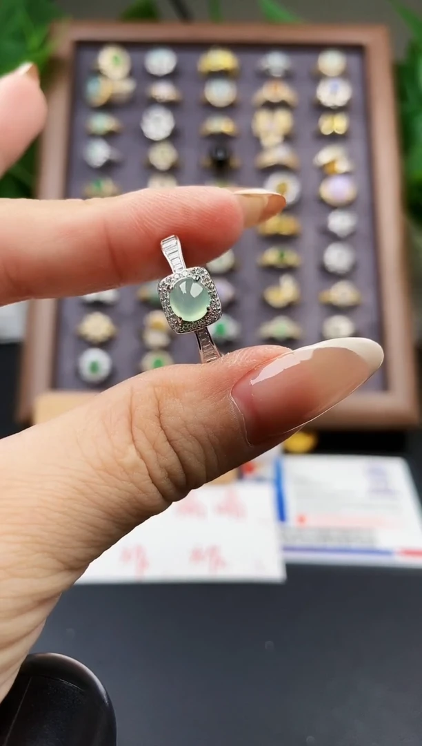 银S925镶嵌戒指翡翠12