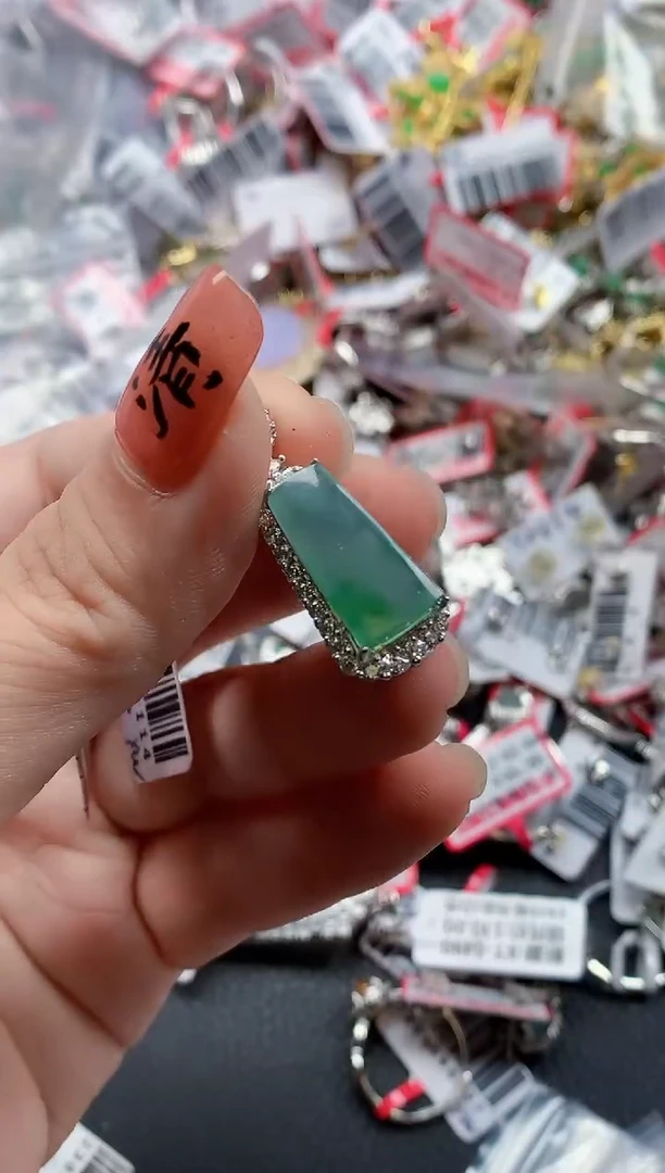 银S925镶嵌戒指翡翠天然A货缅甸翡翠