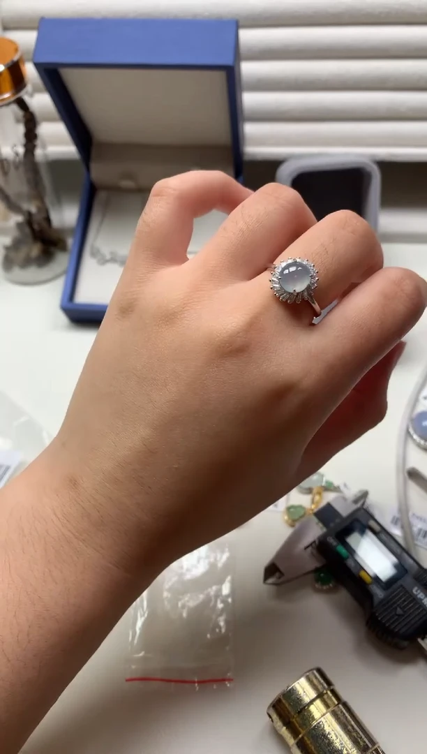 银S925镶嵌戒指翡翠1