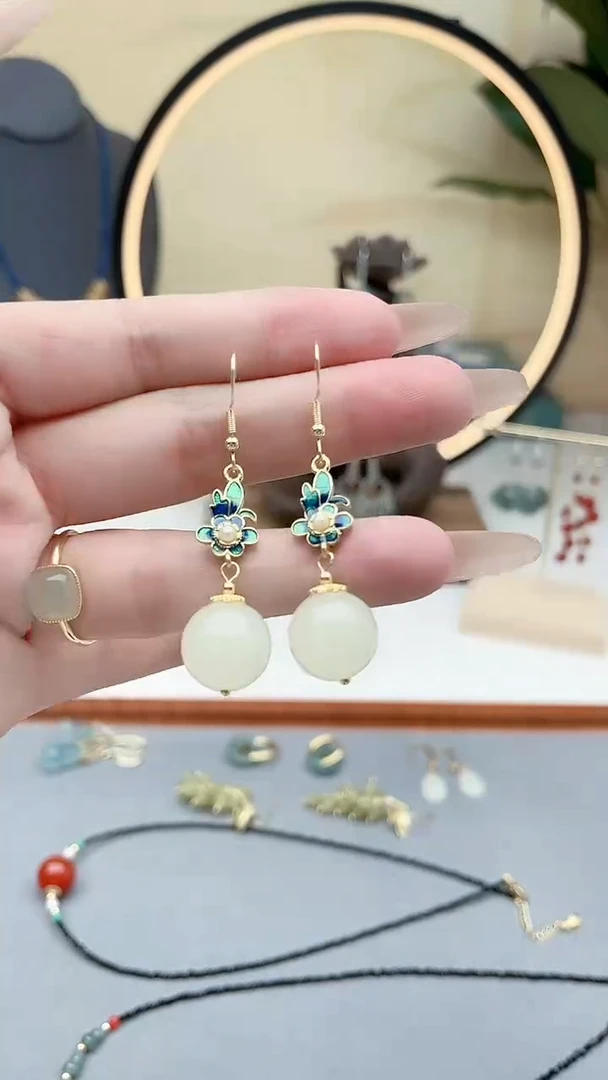 玛瑙/玉髓耳饰银S925镶嵌00白色14m