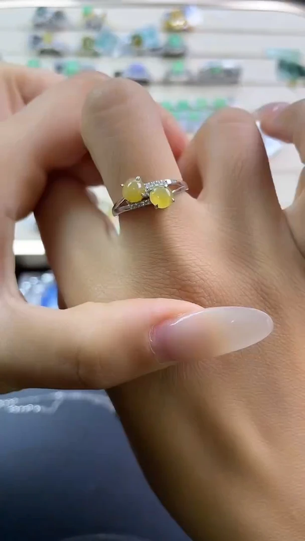 银S925镶嵌戒指翡翠翡翠 蛋面 银S925镶嵌