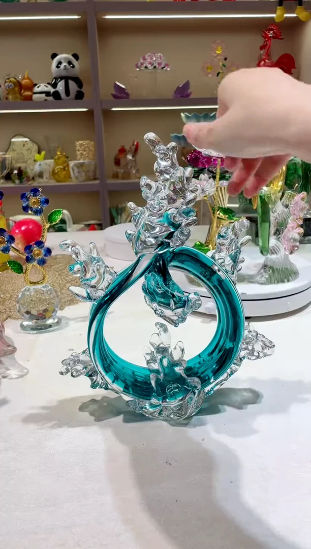 手工艺品琉璃风生水起摆件