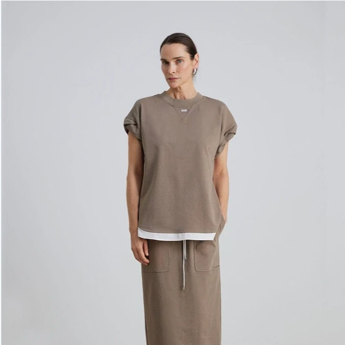 【顾文婷推荐】SHANG1上壹 廓形感拼接短T S25AT29