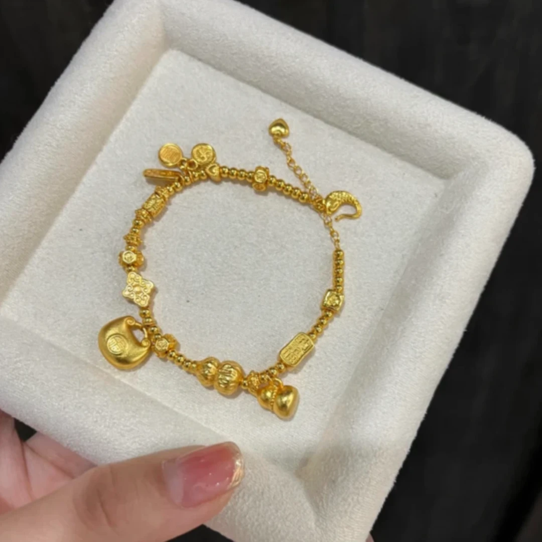 铜合金手链 国潮锤纹葫芦胖福盘缠手链平安喜乐手串百搭