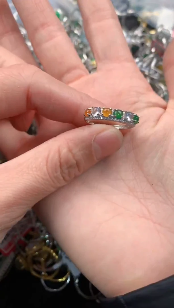 银S925镶嵌戒指翡翠333   3