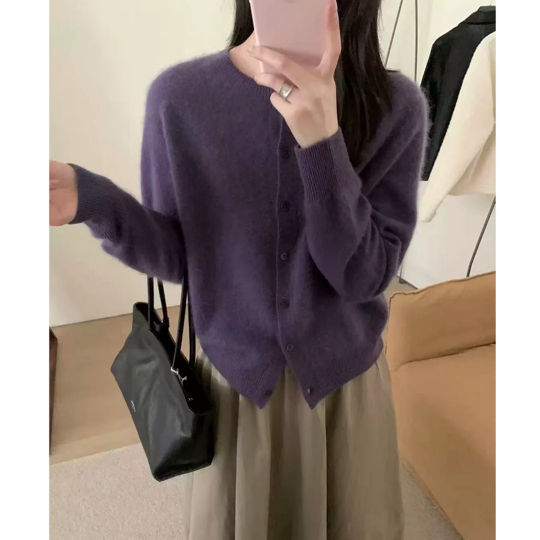 【高贵紫】法式小香风针织开衫女毛衣外套气质时尚宽松上衣