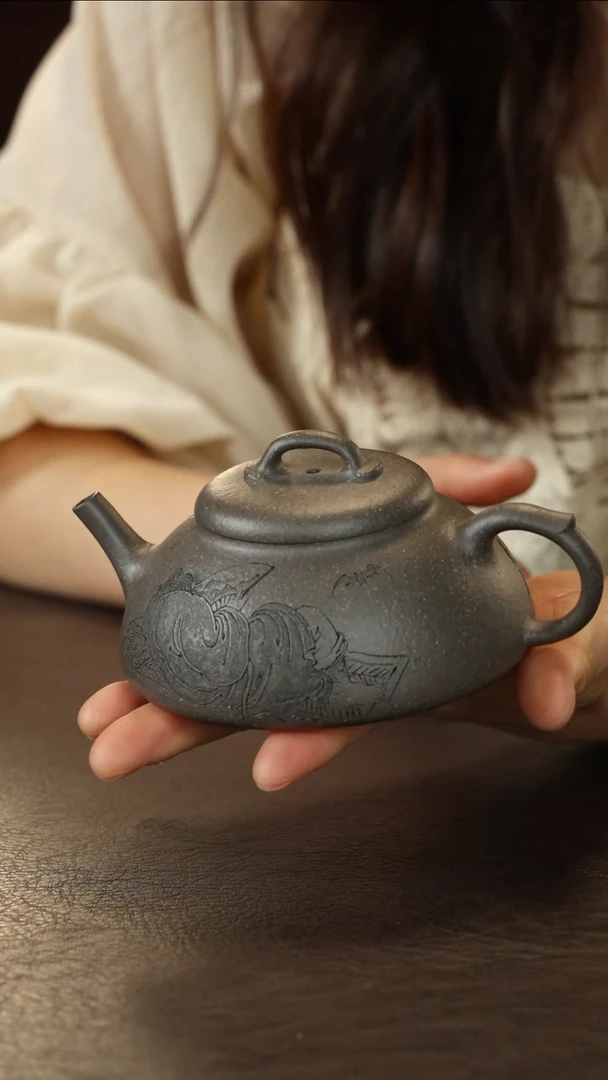 茶壶紫砂张继彪粗砂天青泥150cc