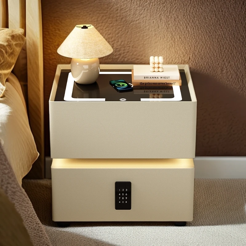 家用悬浮款智能床头柜现代简约奶油风高级轻奢2025网红床头柜