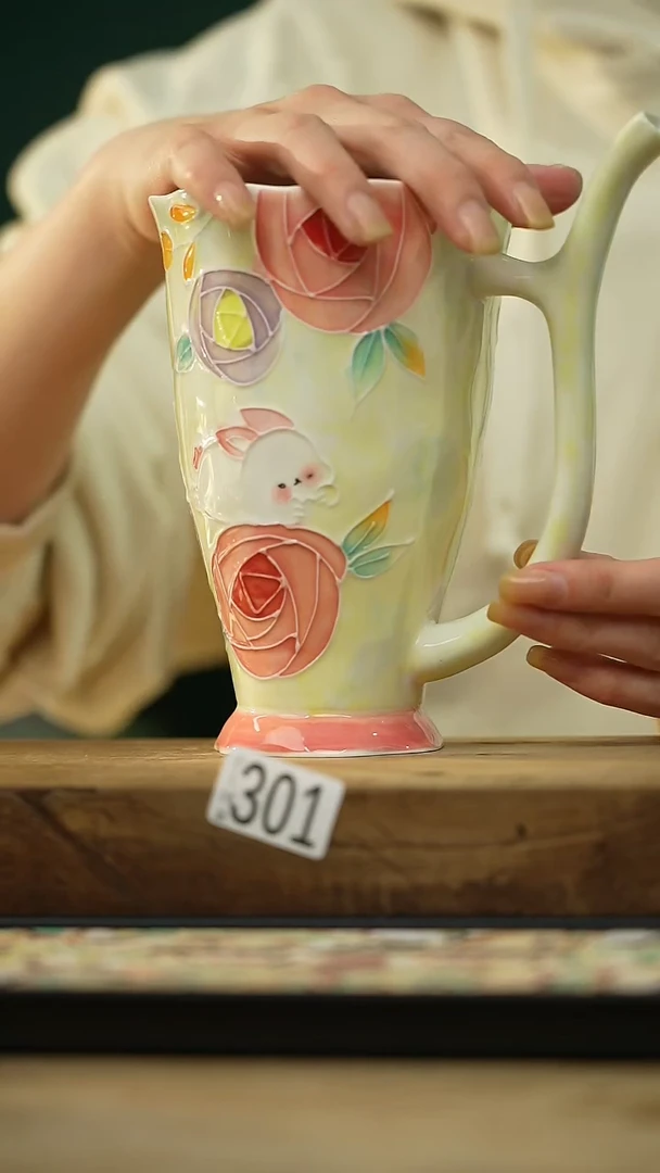 【闪购商品】瓷片设计师手作款 手绘濑户烧吸管杯