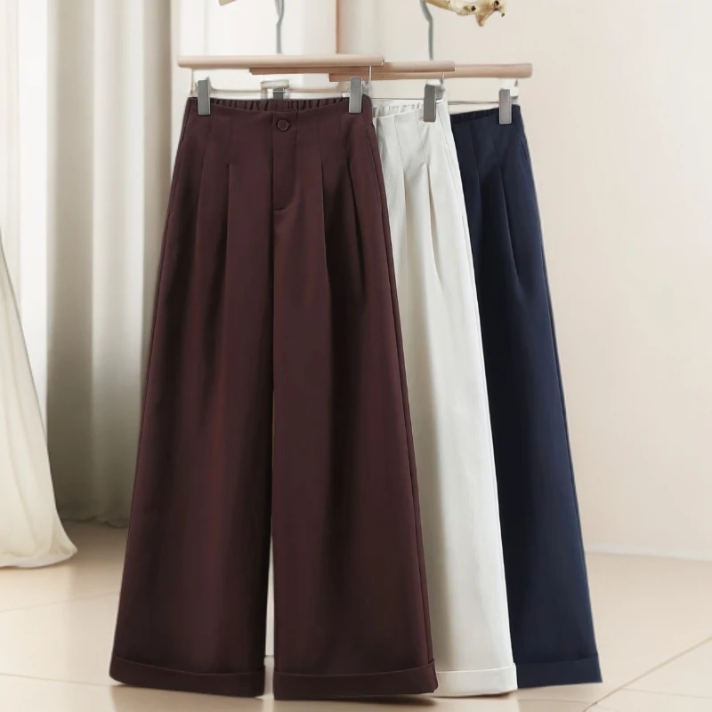 1009钛金棉2025秋季女直筒阔腿裤爆款裤子宽松休闲裤显瘦高腰裤