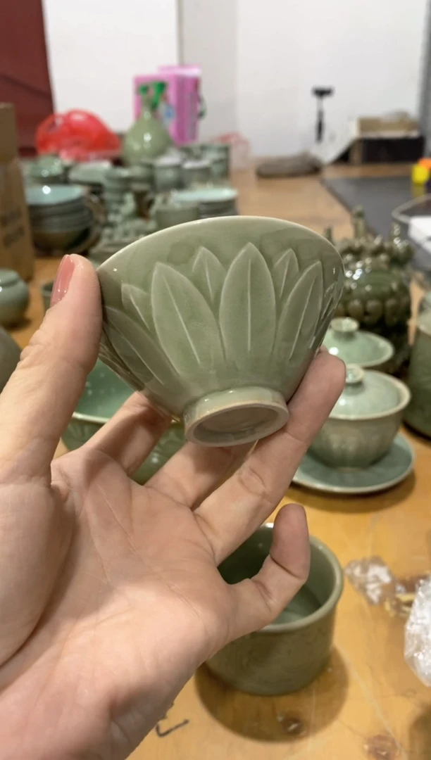 耀州窑091515 莲瓣斗笠盏 一个【白泥】