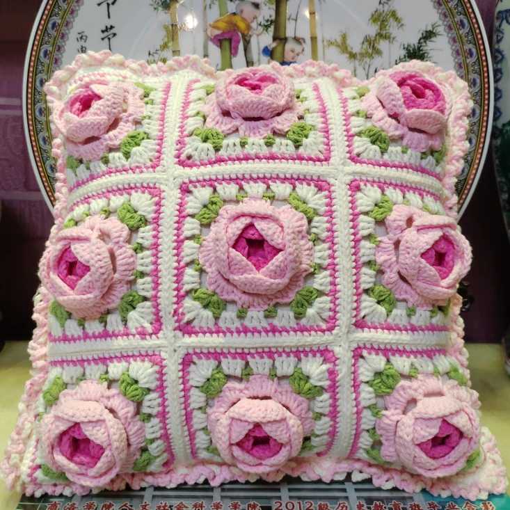 君姐玫瑰花抱枕视频教程