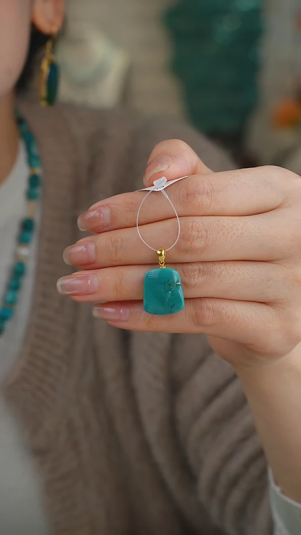 【闪购商品】绿松石吊坠(不含链)18K金镶嵌1