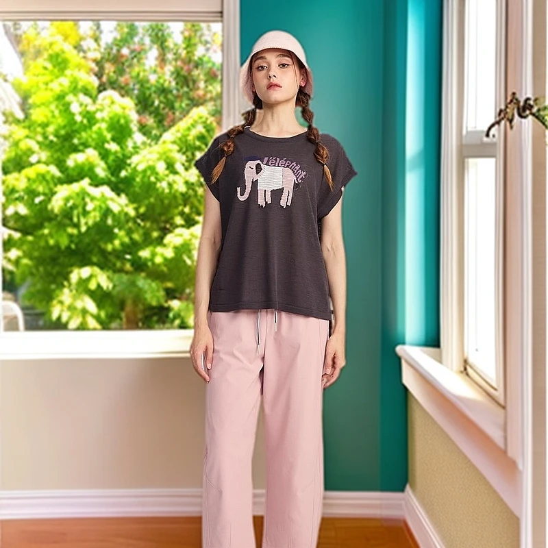 【水淼】0374休闲百搭针织印花毛织套头衫