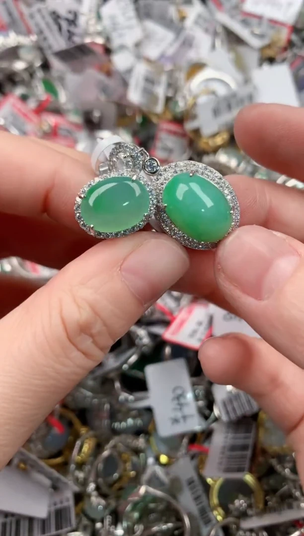 银S925镶嵌戒指翡翠555  2