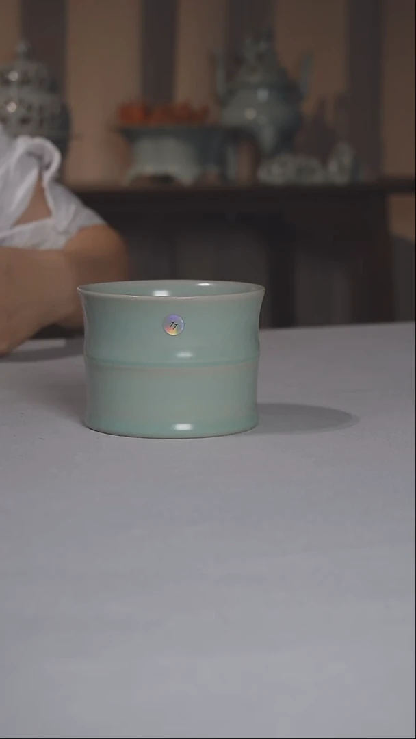 汝瓷11号微瑕竹节杯