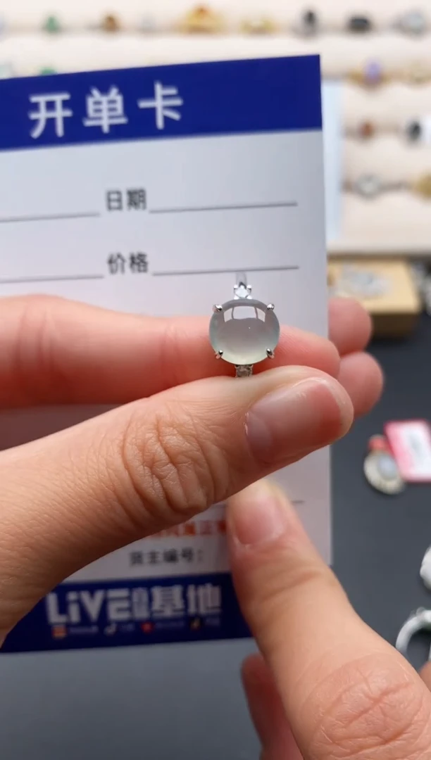 银S925镶嵌戒指翡翠3333333+5