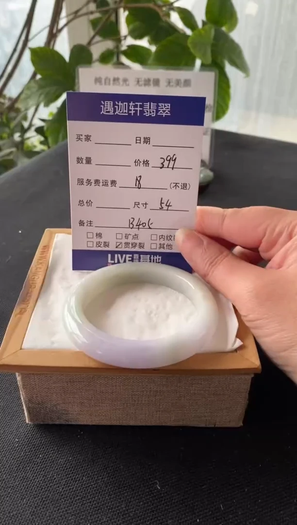 【闪购商品】翡翠手镯未镶嵌54圈口 B405编码