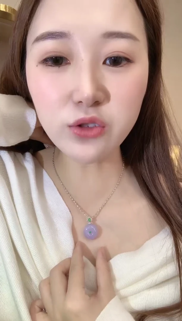 吊坠(不含链)18K金镶嵌翡翠b65紫货有色差多样性一件发