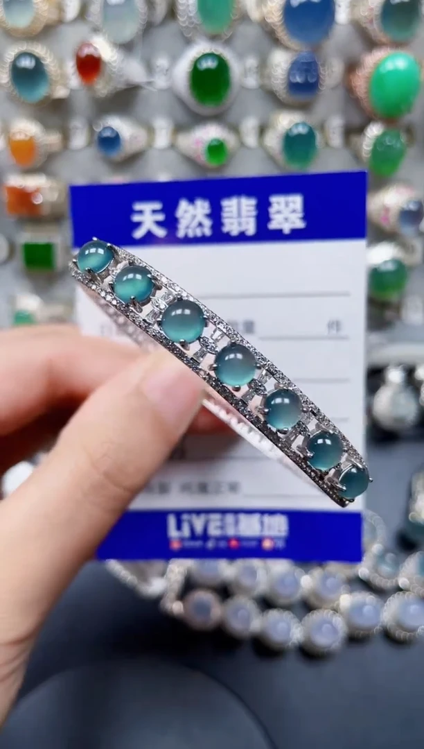 银S925镶嵌手镯翡翠206