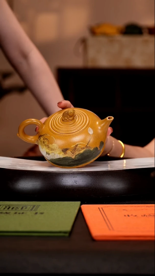 茶壶紫砂GHR48鱼跃宕口黄金段330cc