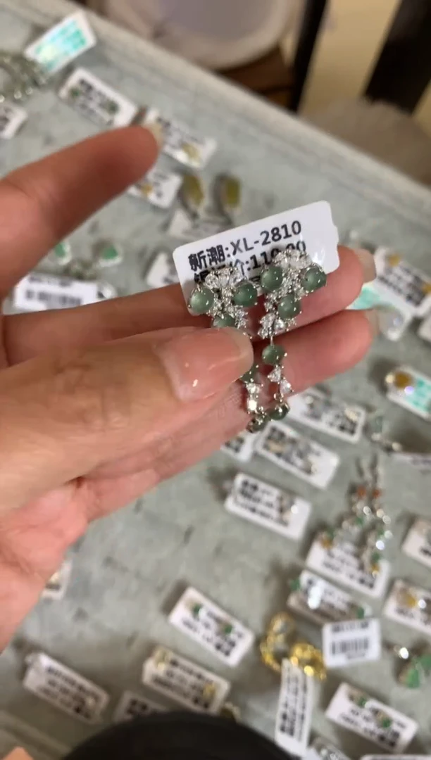 银S925镶嵌戒指翡翠耳饰