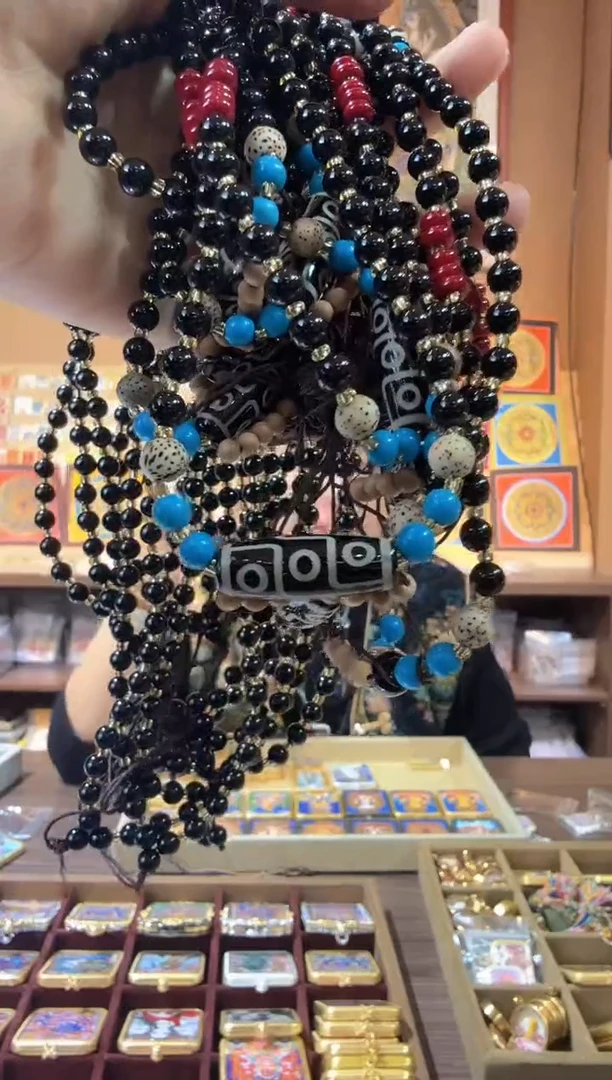 吊坠天珠链-纯手绘唐卡